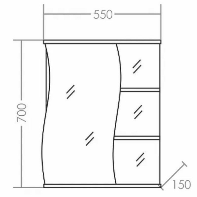 Зеркальный шкаф СанТа Волна 55 L 101009 Белый