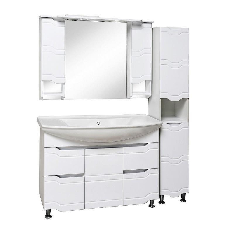 Зеркало со шкафом Runo Стиль 105 00000001119 с подсветкой Белое, купить, цена, заказать, магазин, доставка, скидка, промокод, купить, цена, заказать, магазин, доставка, скидка, промокод