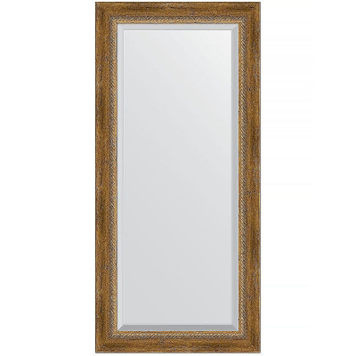 Зеркало Evoform Exclusive 113х53 BY 3484 с фацетом в багетной раме - Состаренная бронза с плетением 70