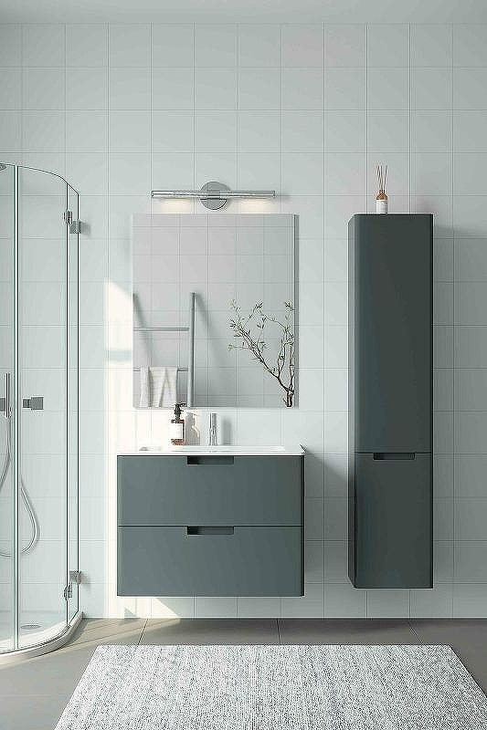 Тумба с раковиной Creto Bravo 80 22-BrG80 подвесная Серая, купить, цена, заказать, магазин, доставка, скидка, промокод, купить, цена, заказать, магазин, доставка, скидка, промокод