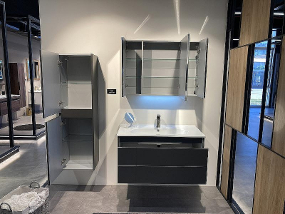 Зеркальный шкаф Orka Likya 80 3001088 с подсветкой Антрацит матовый