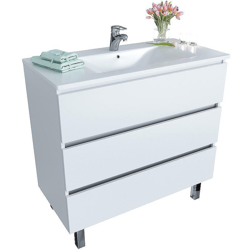 Тумба с раковиной SanVit Кубэ-3 75 kkube3075w Белая глянцевая, купить, цена, заказать, магазин, доставка, скидка, промокод, купить, цена, заказать, магазин, доставка, скидка, промокод