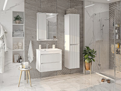 Зеркало со шкафом Brevita Balaton 65 L BAL-04065-01-Л с подсветкой Белое матовое