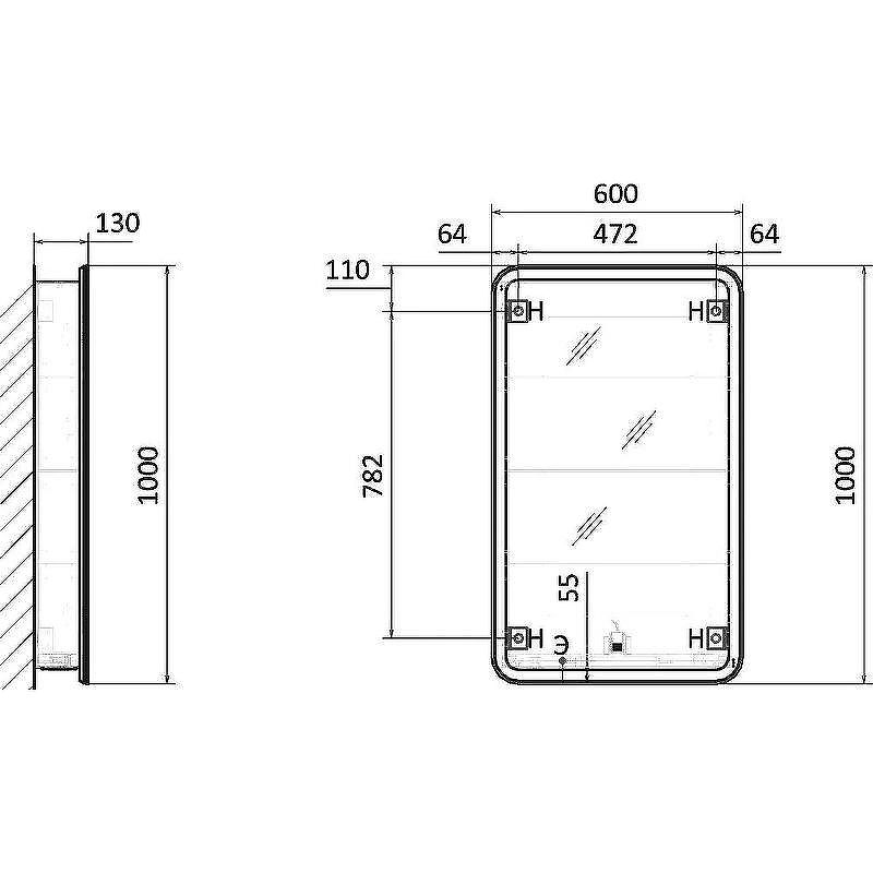 Зеркальный шкаф Raval Morelle 60 Mrl.03.60/A/RL с подсветкой Антрацит, купить, цена, заказать, магазин, доставка, скидка, промокод, купить, цена, заказать, магазин, доставка, скидка, промокод