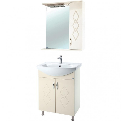 Зеркало со шкафом Bellezza Элеганс 65 R 4618610521073 с подсветкой Бежевое