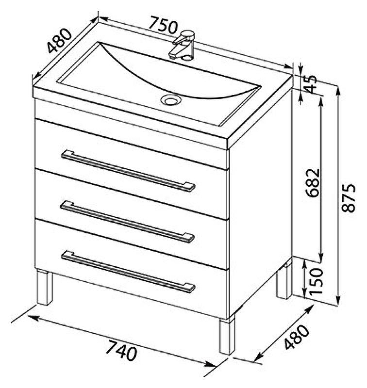 Тумба с раковиной Aquanet Верона 75 212874 Белая, купить, цена, заказать, магазин, доставка, скидка, промокод, купить, цена, заказать, магазин, доставка, скидка, промокод