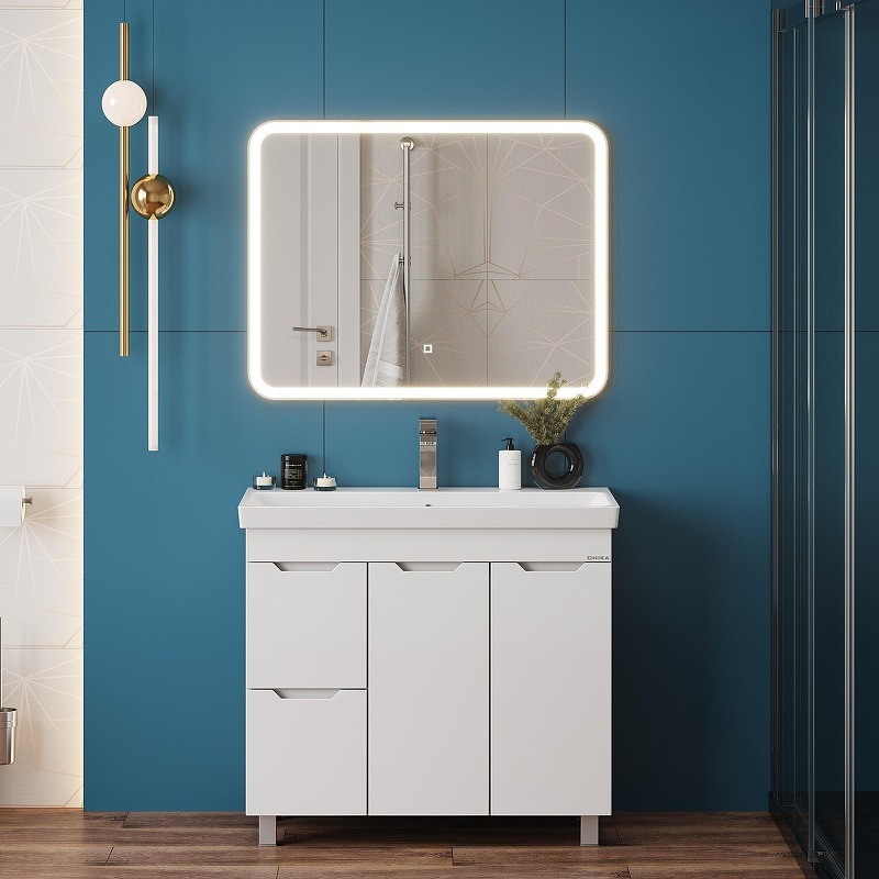 Тумба под раковину Onika Айленд 90 109030 с бельевой корзиной цвет Белый, купить, цена, заказать, магазин, доставка, скидка, промокод, купить, цена, заказать, магазин, доставка, скидка, промокод