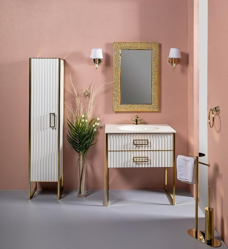 Тумба под раковину Boheme Armadi Art Monaco 80 866-080-WG Белый глянец Золото, купить, цена, заказать, магазин, доставка, скидка, промокод, купить, цена, заказать, магазин, доставка, скидка, промокод