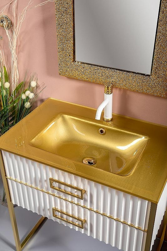 Тумба под раковину Boheme Armadi Art Monaco 80 866-080-WG Белый глянец Золото, купить, цена, заказать, магазин, доставка, скидка, промокод, купить, цена, заказать, магазин, доставка, скидка, промокод