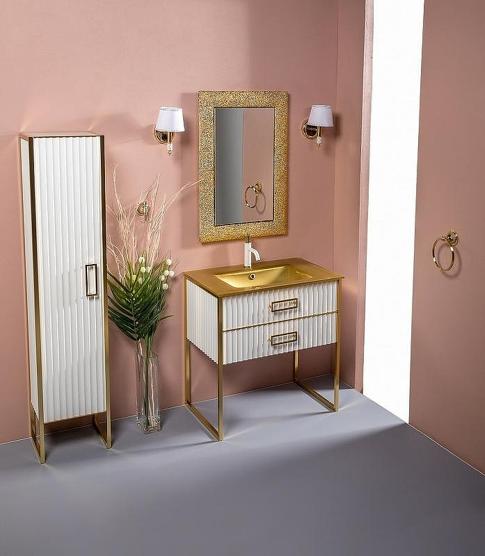 Тумба под раковину Boheme Armadi Art Monaco 80 866-080-WG Белый глянец Золото, купить, цена, заказать, магазин, доставка, скидка, промокод, купить, цена, заказать, магазин, доставка, скидка, промокод