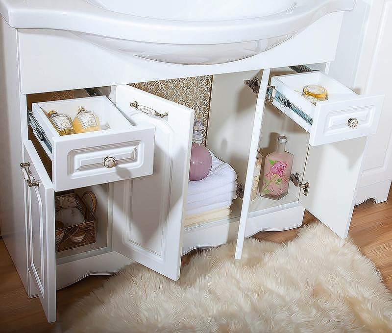 Тумба под раковину Бриклаер Анна 100 4627125411434 Белая глянцевая, купить, цена, заказать, магазин, доставка, скидка, промокод, купить, цена, заказать, магазин, доставка, скидка, промокод