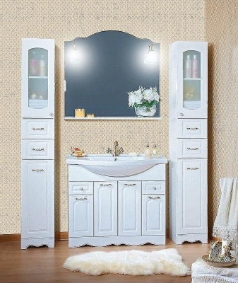 Тумба под раковину Бриклаер Анна 100 4627125411434 Белая глянцевая