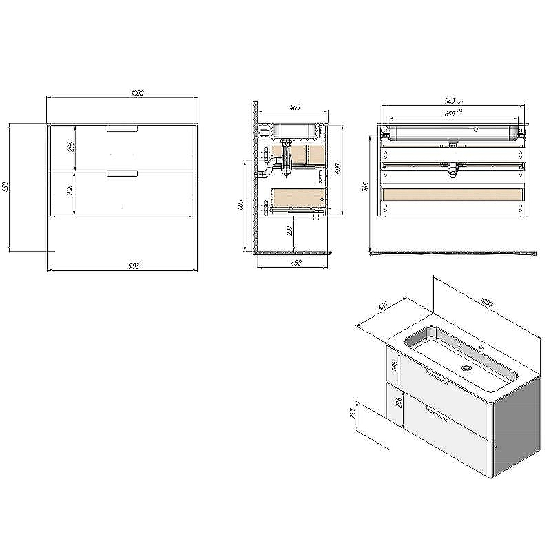 Тумба с раковиной Creto Bravo 100 22-BrW100 подвесная Белая глянцевая, купить, цена, заказать, магазин, доставка, скидка, промокод, купить, цена, заказать, магазин, доставка, скидка, промокод
