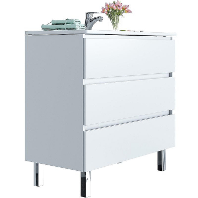 Тумба с раковиной SanVit Кубэ-3 80 kkube3080w Белая глянцевая