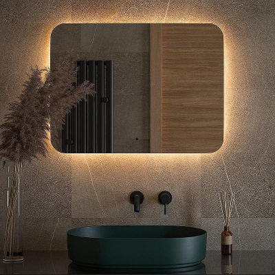 Зеркало Defesto Opti 80x60 DF 2817RH с подсветкой 25W-3000К/ИК - выключатель/Теплый белый свет