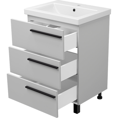 Тумба с раковиной Misty Ненси 60 УТ000015707 Серая матовая