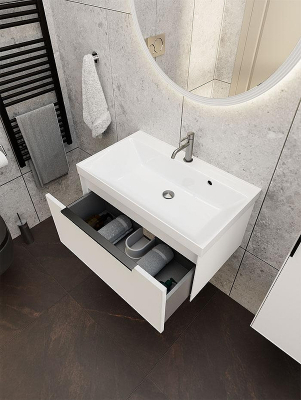 Тумба под раковину La Fenice Simpla 60 FNC-01-SIM-B-60 подвесная Белая матовая