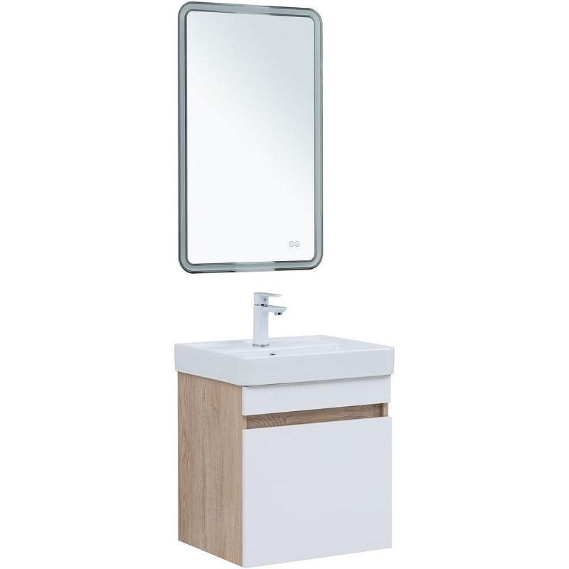 Тумба под раковину Aquanet Оптима 50 344798 подвесная Дуб светлый Белый сатин, купить, цена, заказать, магазин, доставка, скидка, промокод, купить, цена, заказать, магазин, доставка, скидка, промокод