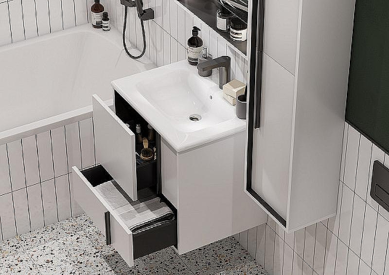 Тумба под раковину Aquaton Ривьера 60 1A238801RVX20 подвесная Белая матовая, купить, цена, заказать, магазин, доставка, скидка, промокод, купить, цена, заказать, магазин, доставка, скидка, промокод