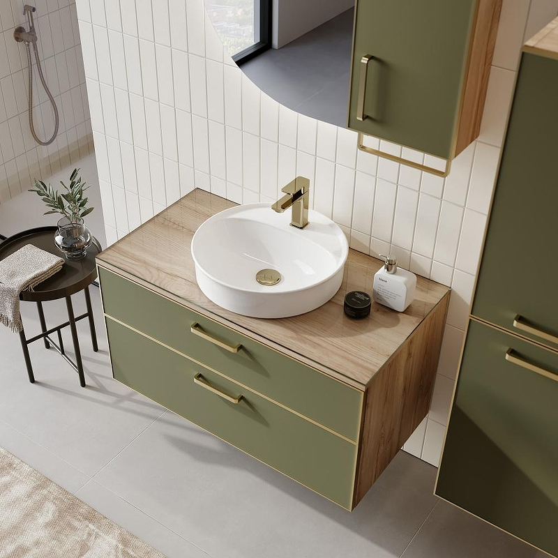 Тумба под раковину Orka Salerno 61 3008777 подвесная цвет Зеленый матовый Светлое дерево, купить, цена, заказать, магазин, доставка, скидка, промокод, купить, цена, заказать, магазин, доставка, скидка, промокод