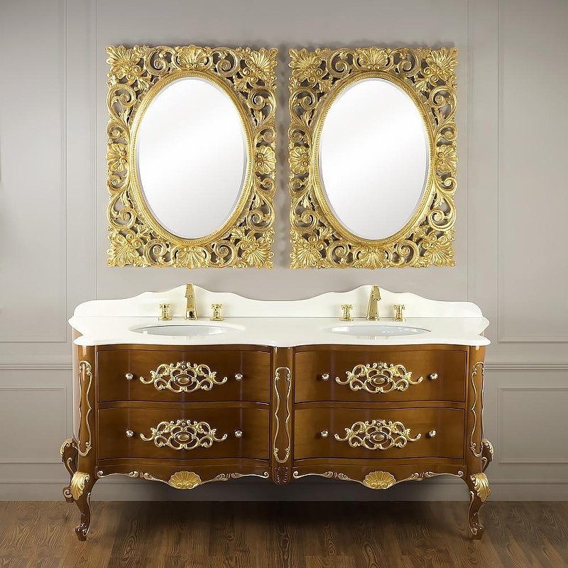 Тумба под раковину Migliore Virginia 193 30924 цвет Орех светлый глянцевый декор золото, купить, цена, заказать, магазин, доставка, скидка, промокод, купить, цена, заказать, магазин, доставка, скидка, промокод