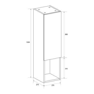 Шкаф пенал ЗОВ Кито 27 KPBT подвесной цвет Белый Тростник