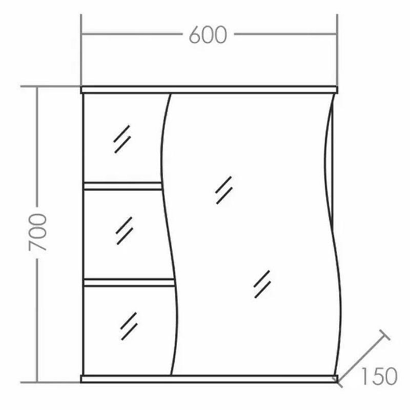 Зеркальный шкаф СанТа Волна 60 R 101014 Белый, купить, цена, заказать, магазин, доставка, скидка, промокод, купить, цена, заказать, магазин, доставка, скидка, промокод
