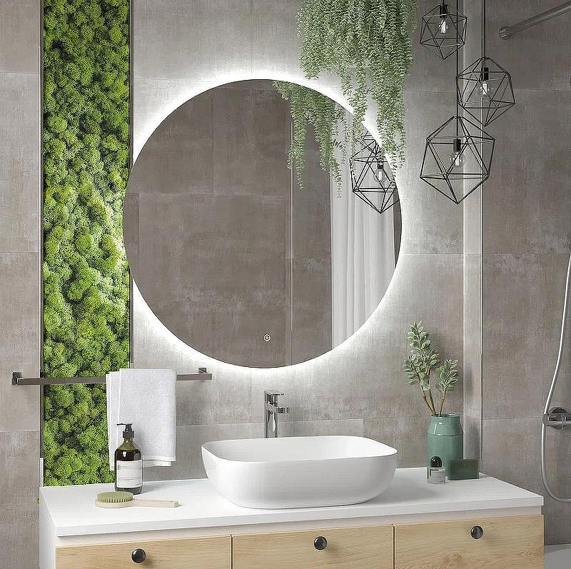 Зеркало Континент Ajour Eco 800х800 ЗЛП2809 с подсветкой с сенсорным выключателем с диммером, купить, цена, заказать, магазин, доставка, скидка, промокод, купить, цена, заказать, магазин, доставка, скидка, промокод