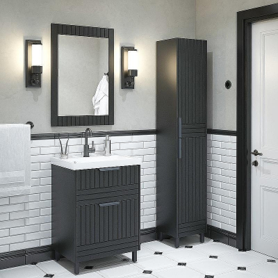 Шкаф пенал Corozo Терра 35 SD-00001325 Графит матовый