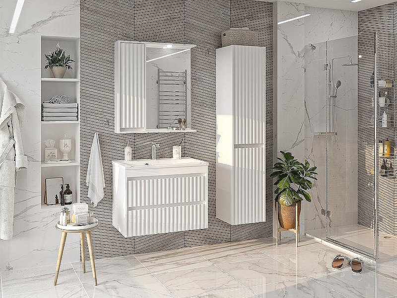 Зеркало со шкафом Brevita Balaton 75 L BAL-04075-01-Л с подсветкой Белое матовое, купить, цена, заказать, магазин, доставка, скидка, промокод, купить, цена, заказать, магазин, доставка, скидка, промокод