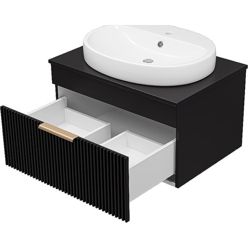 Тумба с раковиной Brevita Enfida 70 УТ000015094 подвесная Черная матовая, купить, цена, заказать, магазин, доставка, скидка, промокод, купить, цена, заказать, магазин, доставка, скидка, промокод