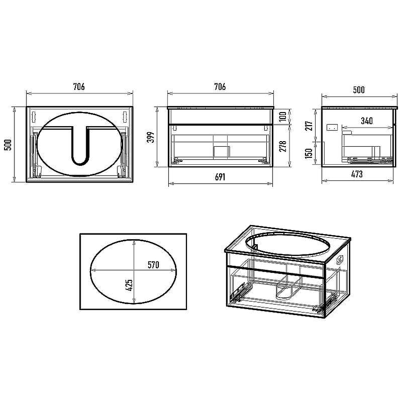 Тумба с раковиной Brevita Enfida 70 УТ000015094 подвесная Черная матовая, купить, цена, заказать, магазин, доставка, скидка, промокод, купить, цена, заказать, магазин, доставка, скидка, промокод