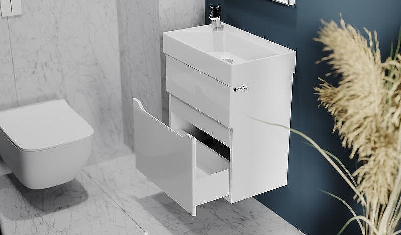 Тумба под раковину Raval Brik 55 Brk.01.55/P/W/RL подвесная Белая, купить, цена, заказать, магазин, доставка, скидка, промокод, купить, цена, заказать, магазин, доставка, скидка, промокод