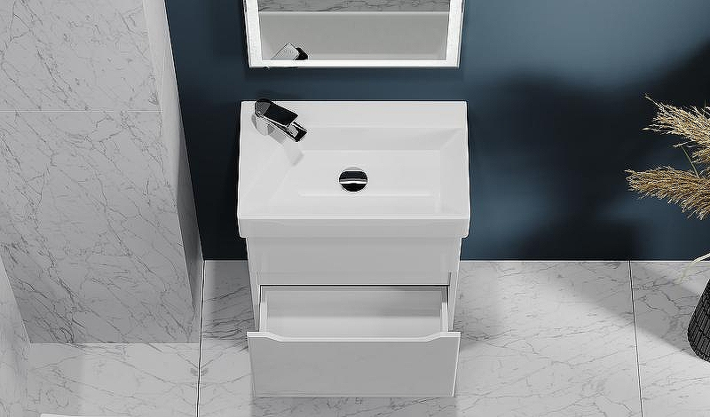 Тумба под раковину Raval Brik 55 Brk.01.55/P/W/RL подвесная Белая, купить, цена, заказать, магазин, доставка, скидка, промокод, купить, цена, заказать, магазин, доставка, скидка, промокод