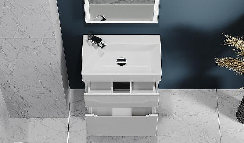 Тумба под раковину Raval Brik 55 Brk.01.55/P/W/RL подвесная Белая, купить, цена, заказать, магазин, доставка, скидка, промокод, купить, цена, заказать, магазин, доставка, скидка, промокод