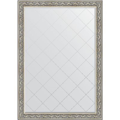 Зеркало Evoform Exclusive-G 190х135 BY 4510 с гравировкой в багетной раме - Барокко серебро 106