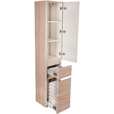 Шкаф пенал Style Line Атлантика Люкс Plus 35 ЛС-00000683 с бельевой корзиной Ясень перламутр