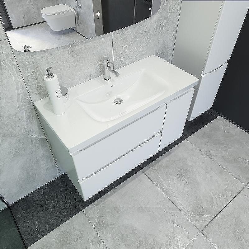 Тумба под раковину Caprigo Forte 100 36115R-SF027 подвесная Белая матовая, купить, цена, заказать, магазин, доставка, скидка, промокод, купить, цена, заказать, магазин, доставка, скидка, промокод