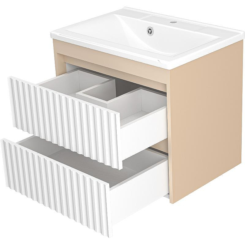 Тумба с раковиной Brevita Balaton 65 УТ000023722 подвесная Белая матовая Бежевая матовая, купить, цена, заказать, магазин, доставка, скидка, промокод, купить, цена, заказать, магазин, доставка, скидка, промокод