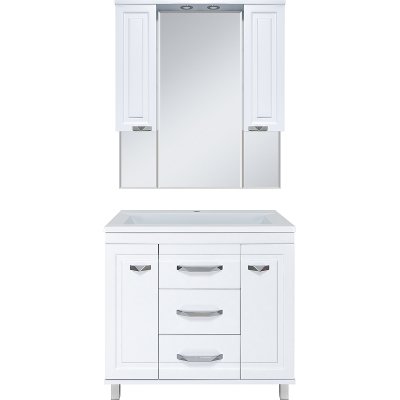 Зеркало со шкафом Misty Терра 90 П-Тер02090-011 с подсветкой Белое матовое