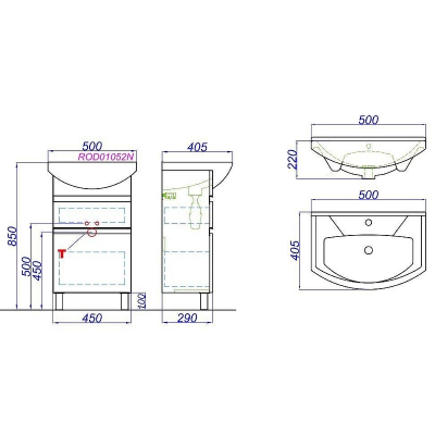 Тумба под раковину Aqwella Rodos 50 ROD01052N Белая