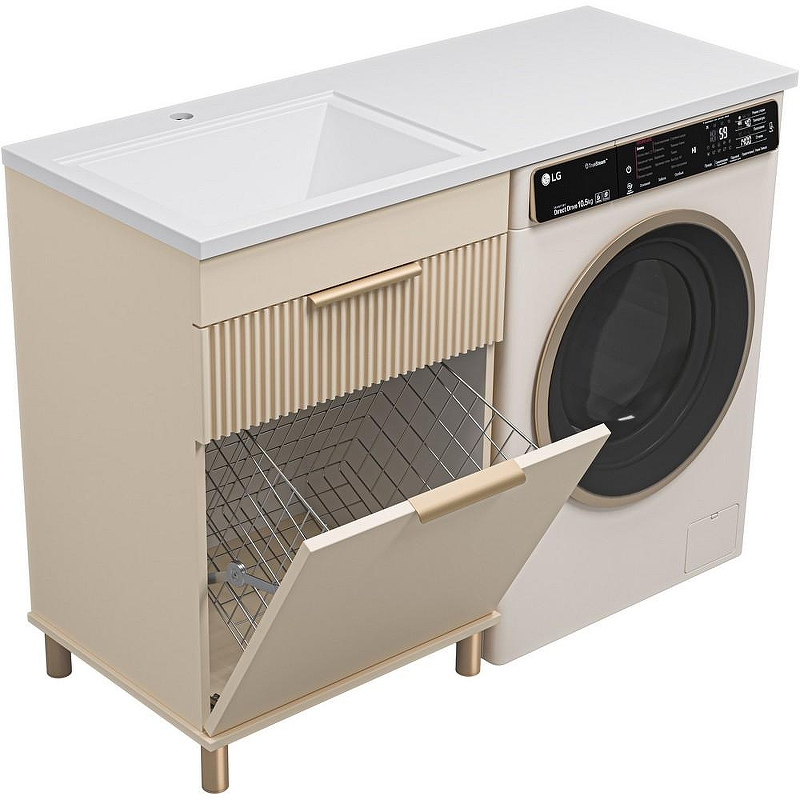 Тумба под раковину Brevita Enfida 120 ENF-07060-031Я с бельевой корзиной Бежевая матовая, купить, цена, заказать, магазин, доставка, скидка, промокод, купить, цена, заказать, магазин, доставка, скидка, промокод