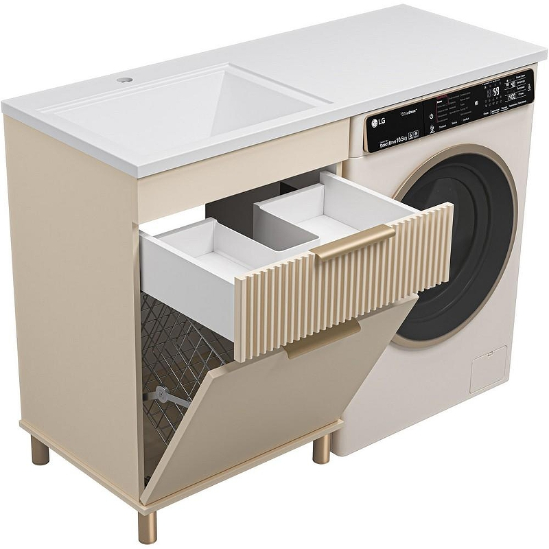 Тумба под раковину Brevita Enfida 120 ENF-07060-031Я с бельевой корзиной Бежевая матовая, купить, цена, заказать, магазин, доставка, скидка, промокод, купить, цена, заказать, магазин, доставка, скидка, промокод