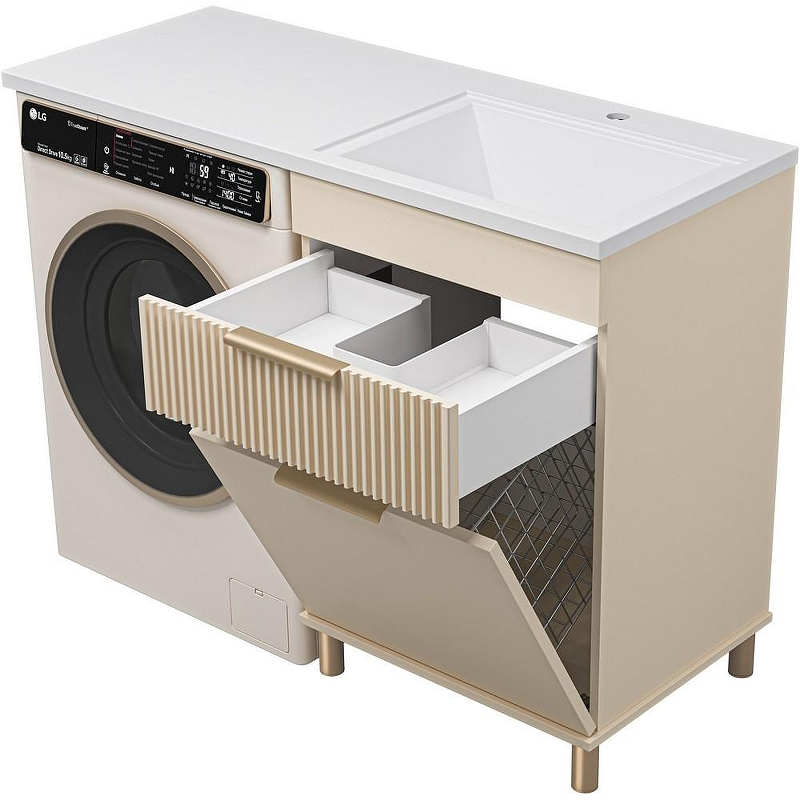 Тумба под раковину Brevita Enfida 120 ENF-07060-031Я с бельевой корзиной Бежевая матовая, купить, цена, заказать, магазин, доставка, скидка, промокод, купить, цена, заказать, магазин, доставка, скидка, промокод