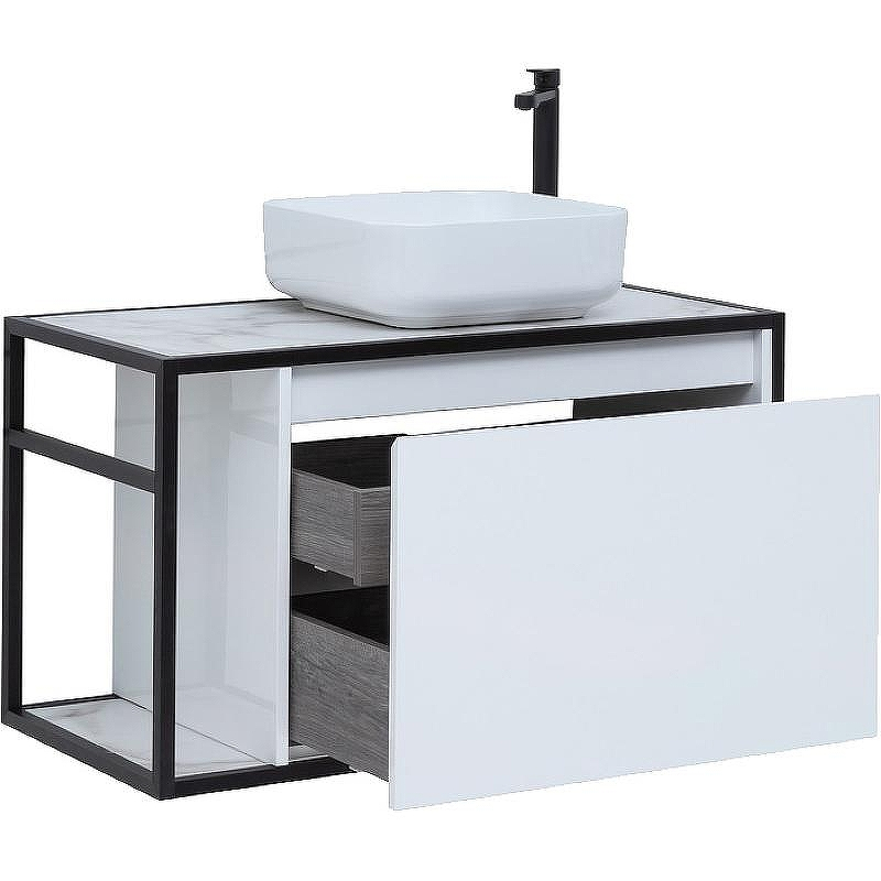 Тумба под раковину Aquanet Nova Lite Loft 90R 261651 подвесная Белый глянец, купить, цена, заказать, магазин, доставка, скидка, промокод, купить, цена, заказать, магазин, доставка, скидка, промокод