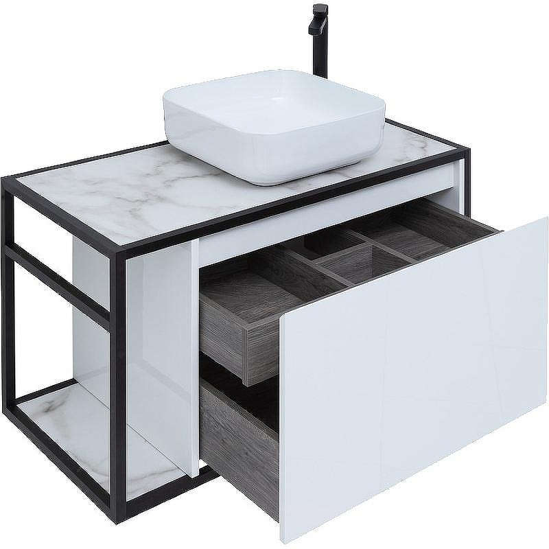 Тумба под раковину Aquanet Nova Lite Loft 90R 261651 подвесная Белый глянец, купить, цена, заказать, магазин, доставка, скидка, промокод, купить, цена, заказать, магазин, доставка, скидка, промокод