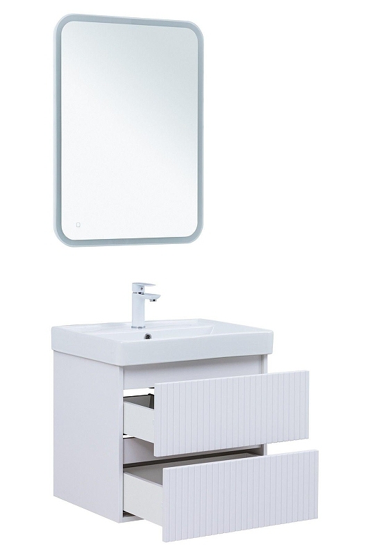 Тумба под раковину Logan Reef 60 342199 подвесная цвет Белый матовый, купить, цена, заказать, магазин, доставка, скидка, промокод, купить, цена, заказать, магазин, доставка, скидка, промокод