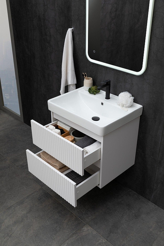 Тумба под раковину Logan Reef 60 342199 подвесная цвет Белый матовый, купить, цена, заказать, магазин, доставка, скидка, промокод, купить, цена, заказать, магазин, доставка, скидка, промокод