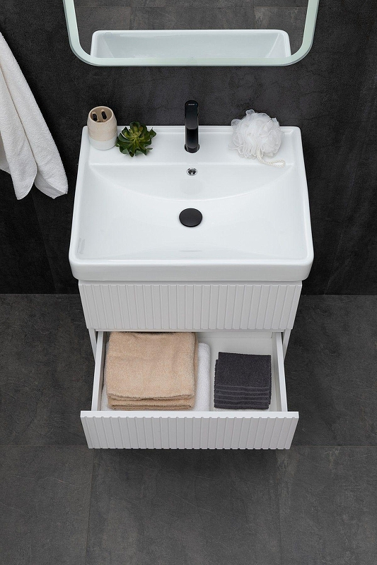 Тумба под раковину Logan Reef 60 342199 подвесная цвет Белый матовый, купить, цена, заказать, магазин, доставка, скидка, промокод, купить, цена, заказать, магазин, доставка, скидка, промокод