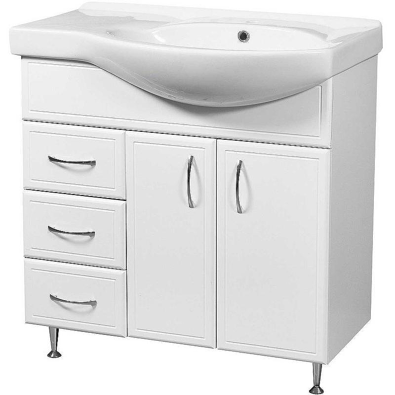 Тумба под раковину Stella Polar Концепт 80 L SP-00000129 Белая, купить, цена, заказать, магазин, доставка, скидка, промокод, купить, цена, заказать, магазин, доставка, скидка, промокод